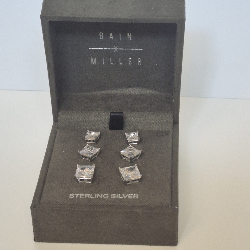 Sterling Silver Stud Earrings Set